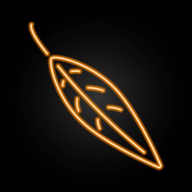 Ağaç yaprağı neon işareti, modern parlayan pankart tasarımı, renkli modern tasarım eğilimleri siyah arka planda. Vektör illüstrasyonu.
