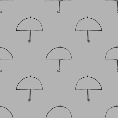 Kusursuz desenler. Gri arkaplanda karalama şemsiyesi izole. 