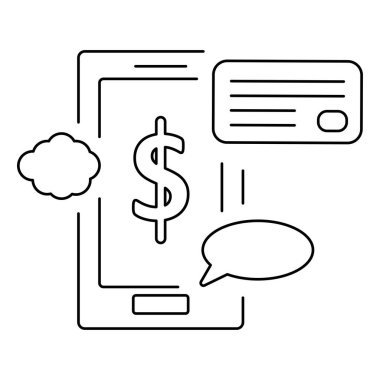 Pazarlama telefon ikonu. El çizimi ögesi, beyaz arkaplanda siyah vektör illüstrasyonu.