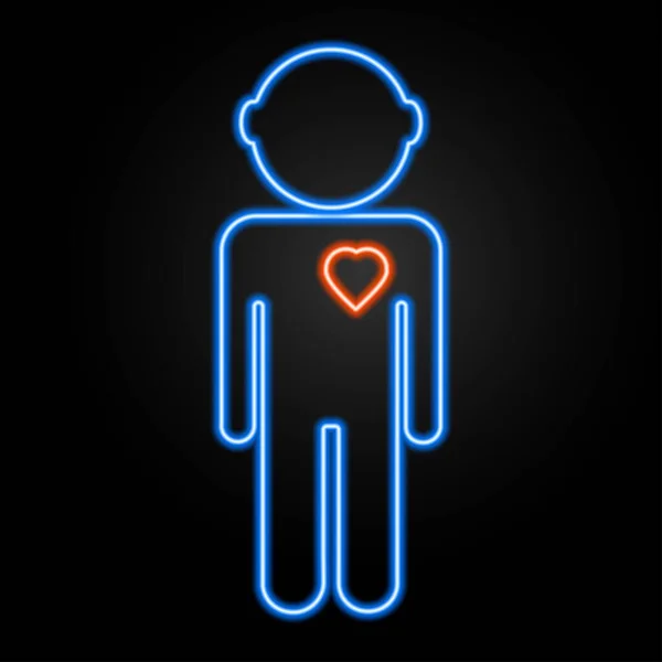 Πινακίδα Άνθρωπος Και Καρδιά Νέον Μοντέρνο Σχεδιασμό Light Banner Πολύχρωμη — Διανυσματικό Αρχείο
