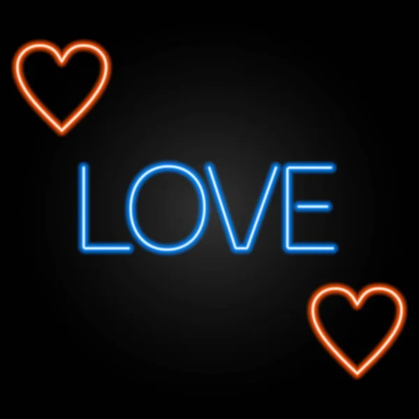 Aşk Metni Neon Işareti Modern Parlayan Pankart Tasarımı Modern Tasarımın — Stok Vektör