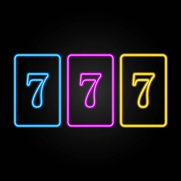 777 Insegna Neon Moderno Design Banner Luminoso Colorate Tendenze Design — Vettoriale Stock