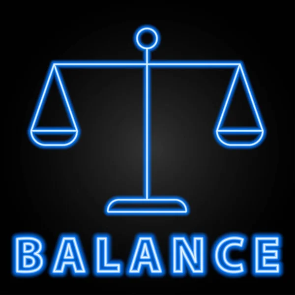 Balance Balance Néon Signe Design Moderne Bannière Éclatante Coloré Tendance — Image vectorielle