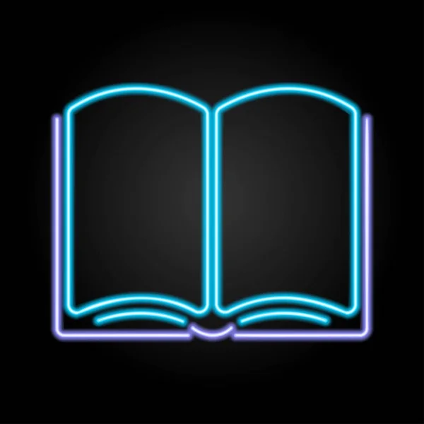 Open Book Neon Sign Modern Design Light Banner Colorful Trend — Stock Vector