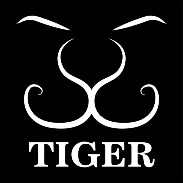 虎的孤立的白色图标嘴 文字在黑色背景上 服装的设计元素 简朴的风格 矢量说明 — 图库矢量图片