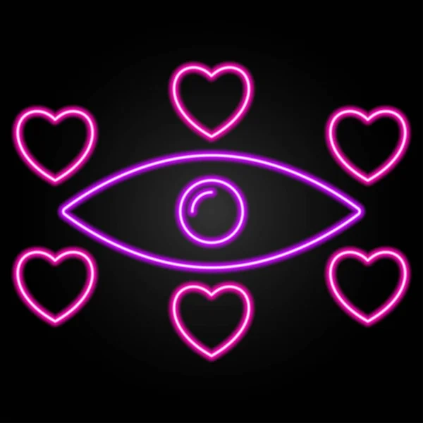 Signo Neón Ojos Corazones Diseño Moderno Banner Brillante Tendencia Diseño — Archivo Imágenes Vectoriales