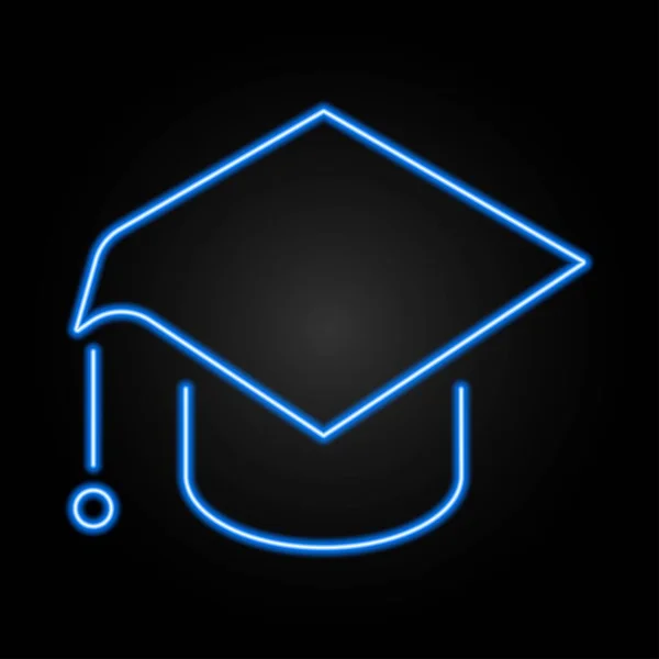 学生の帽子ネオンサイン 現代的な輝くバナーデザイン 黒の背景にカラフルな現代的なデザインの傾向 ベクターイラスト — ストックベクタ
