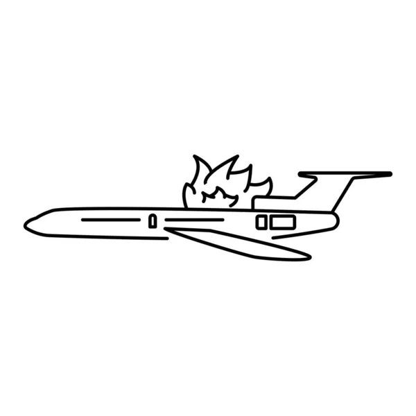 Піктограма Аварії Літака Ручний Намальований Елемент Векторна Ілюстрація Чорному Білому — стоковий вектор