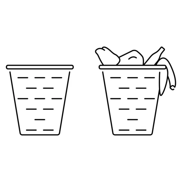 Icono Bote Basura Elemento Dibujado Mano Ilustración Vectorial Negro Sobre — Vector de stock