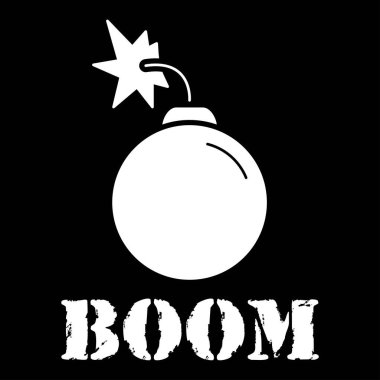 Metinli bomba ikonu. El çizimi ögesi, vektör illüstrasyonu.