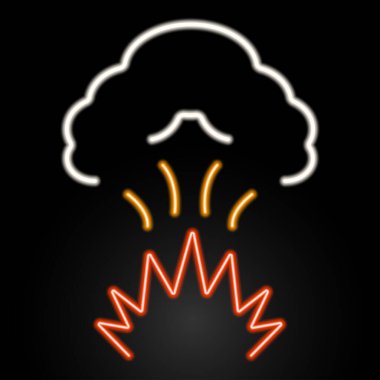 Neon patlama işareti, modern parlayan pankart tasarımı, modern tasarımın siyah zemin üzerindeki renkli eğilimi. Vektör illüstrasyonu.