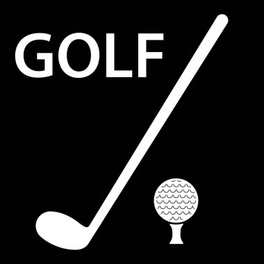 Metinli golf ikonu. El çizimi ögesi, vektör illüstrasyonu.