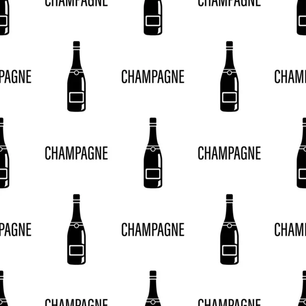 Seamless Pattern Champagne Isolated White Background — Stock Vector