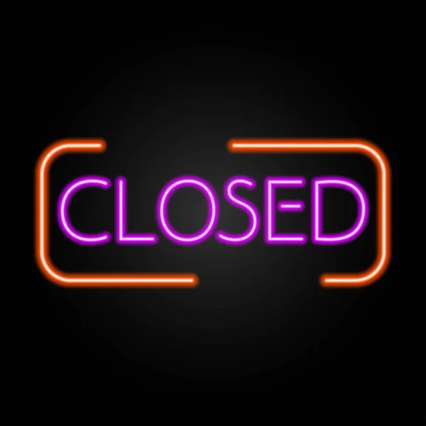 Neon levhası kapalı, modern parlayan pankart tasarımı, renkli modern tasarım trendleri siyah arkaplanda. Vektör illüstrasyonu.