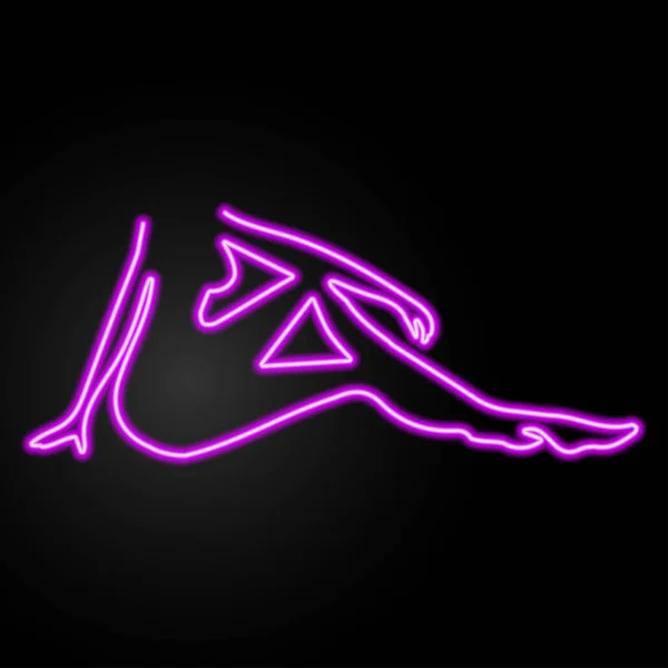 Siluet kız, neon tabela, modern parlayan pankart tasarımı, siyah arka planda modern tasarımın renkli eğilimi. Vektör illüstrasyonu.