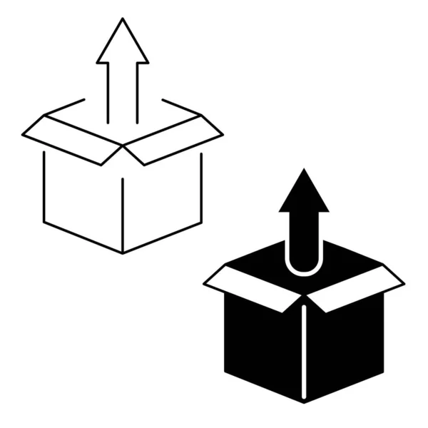 Ikona Symbolu Uvolnění Produktu Izolované Černé Bílém Pozadí — Stockový vektor