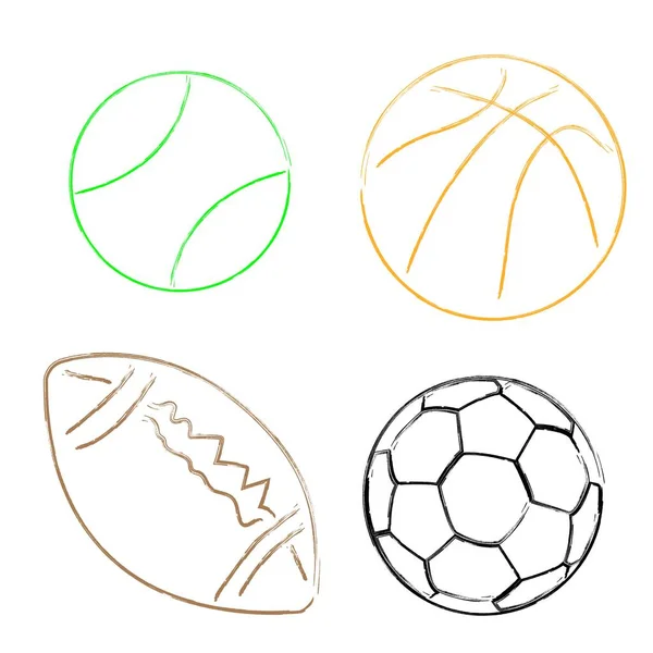 Ikona Piłki Sportowe Izolowane Białym Tle — Wektor stockowy