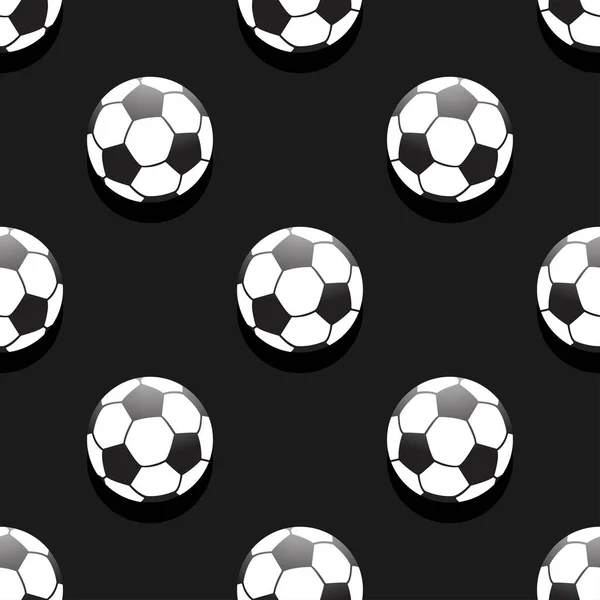 Soccer Ball Seamless Pattern Isolated Dark Background — Stock Vector