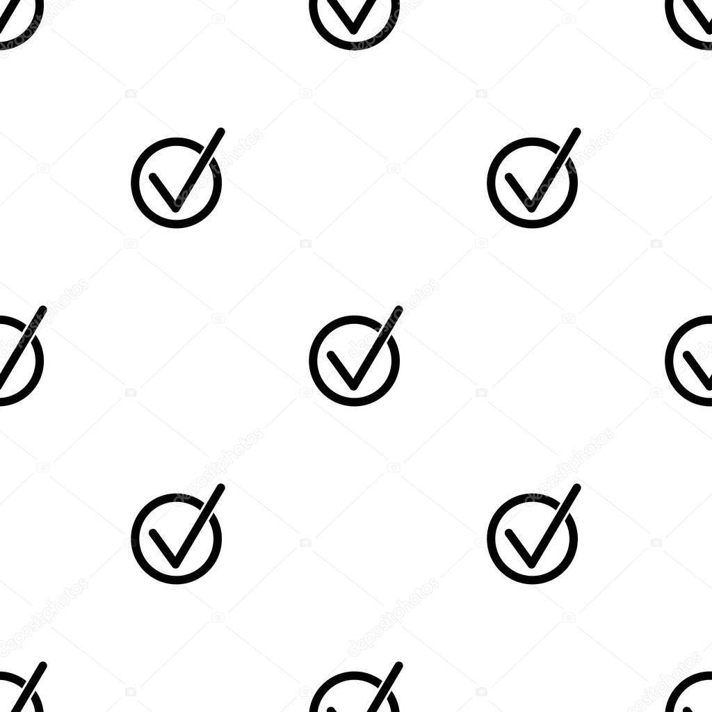 Check mark seamless pattern isolated on white background.