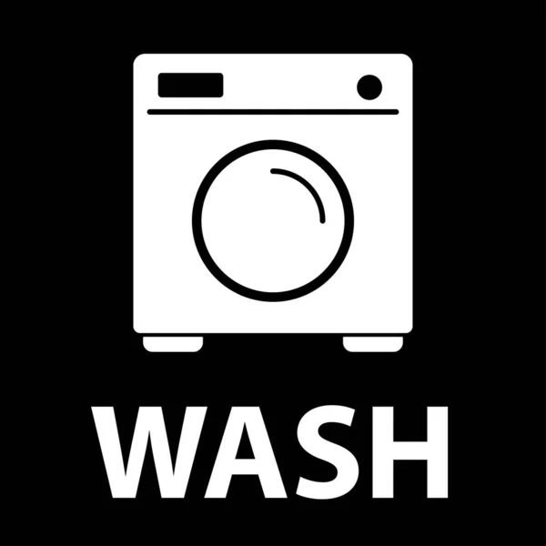 Wasmachine Icoon Met Tekst Handgetrokken Element Vectorillustratie — Stockvector