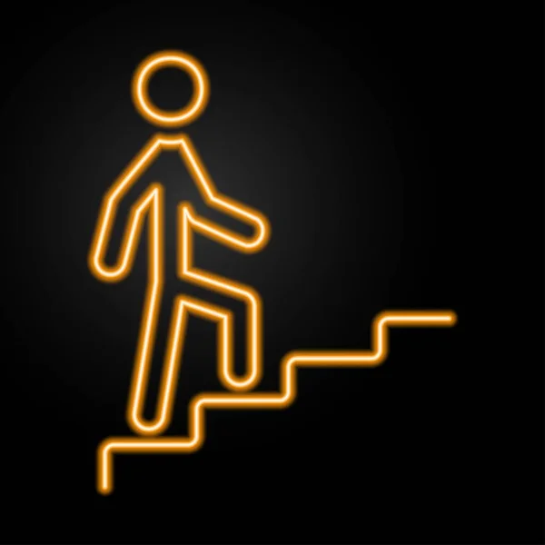 Neon tabelalı adam yükseliyor, modern parlayan pankart tasarımı, renkli modern tasarım trendleri siyah arka planda. Vektör illüstrasyonu.