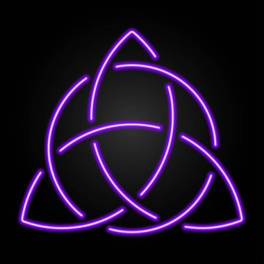 Celtic Triquetra knot neon sign, modern glowing banner design.