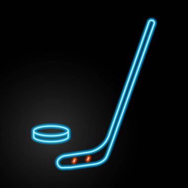 Hockey neon sign, modern glowing banner design.