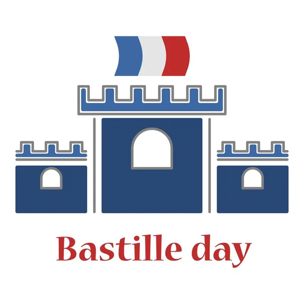 Fortress Bastille Day Isolated White Background Vector Illustration — Stock Vector