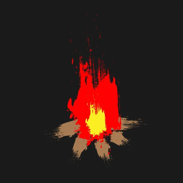 Bonfire Brush Strokes Isolated Gray Background Vector Illustration — Stok Vektör