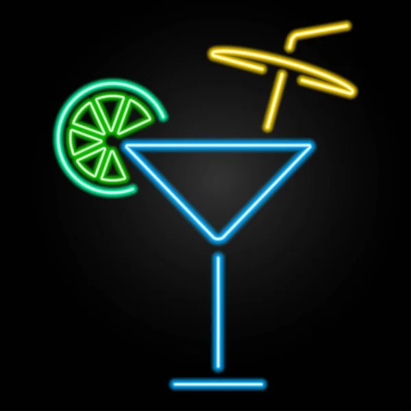 Cocktail Neon Sign Modern Glowing Banner Design — Stok Vektör