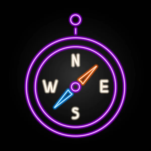 Compass Neon Sign Modern Glowing Banner Design —  Vetores de Stock