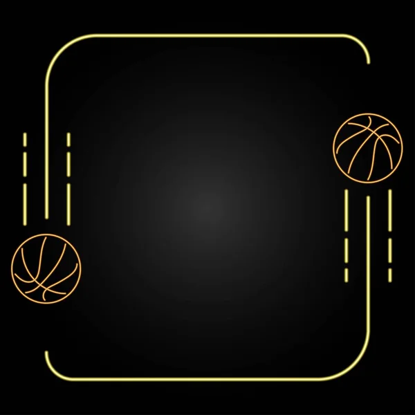 Neon Basketball Frame Modern Glowing Banner Design — Wektor stockowy