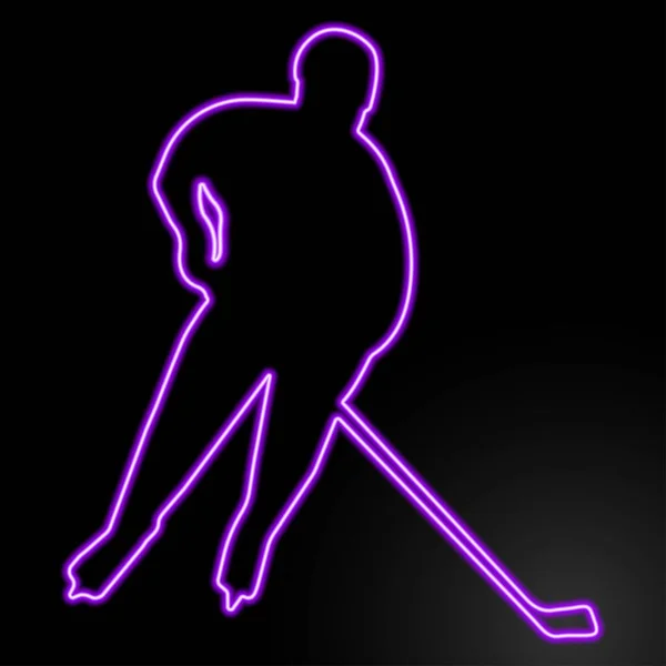 Hockeyspieler Leuchtreklame Modernes Glühendes Banner Design — Stockvektor