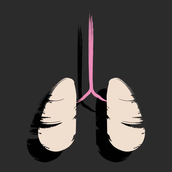 Lungs Human Brush Strokes Vector Illustration —  Vetores de Stock