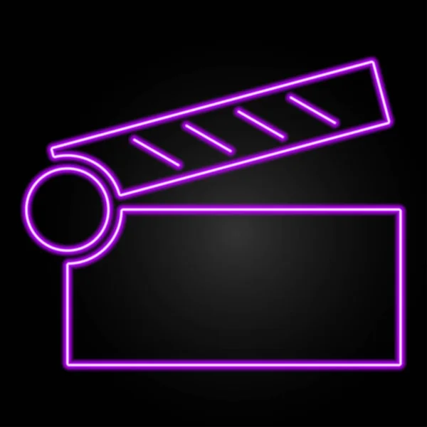 Movie Clap Neon Sign Modern Glowing Banner Design — Image vectorielle