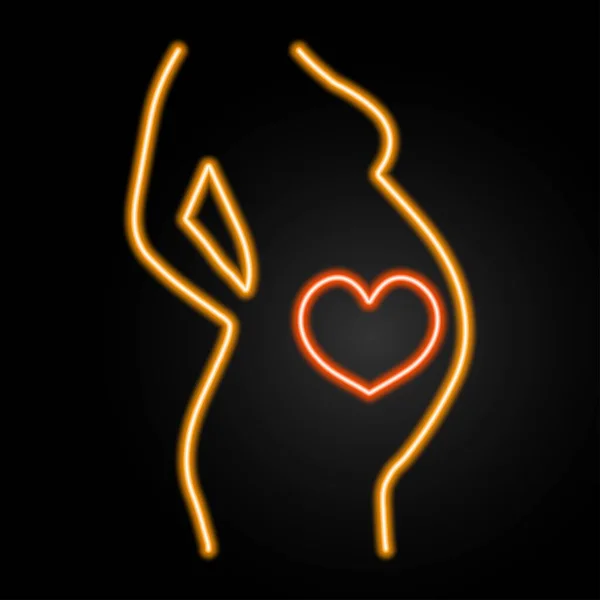 Pregnancy Neon Sign Modern Glowing Banner Design — Διανυσματικό Αρχείο