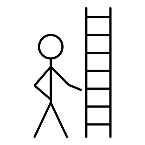 Man Icon Stepladder Hand Drawn Element — 图库矢量图片