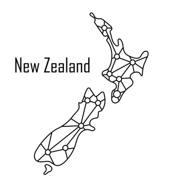 Yeni Zelanda haritası, vektör illüstrasyonu.