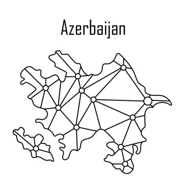 Azerbaycan harita simgesi, vektör çizim.