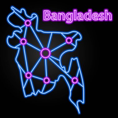 Bangladeş kart neon simgesi, izole vektör illüstrasyonu.