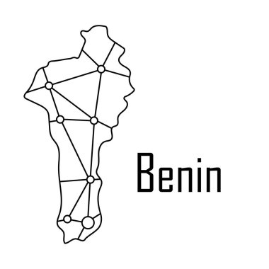Benin harita simgesi, vektör çizim.