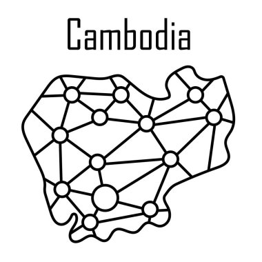 Kamboçya Haritası kutsal kişilerin resmi, vektör çizim.