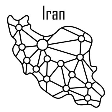 Iran harita simgesi, vektör çizim.