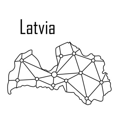 Letonya Haritası kutsal kişilerin resmi, vektör çizim.