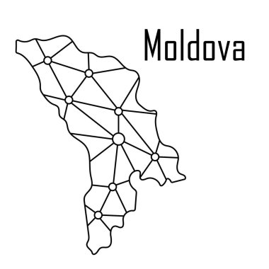 Moldova harita simgesi, vektör çizim.