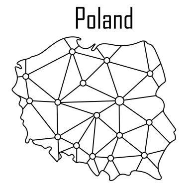 Polonya harita simgesi, vektör illüstrasyonu.