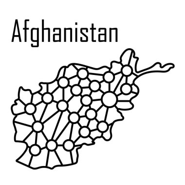 Afganistan harita simgesi, vektör çizim.