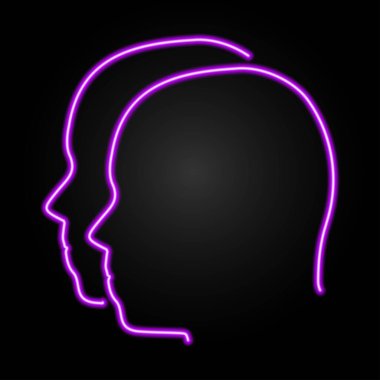 Gemini burcu neon, modern parlayan pankart tasarımı, renkli modern tasarım trendleri siyah arka planda. Vektör illüstrasyonu.
