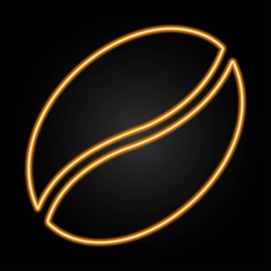 Kahve çekirdeği neon levhası, modern parlayan pankart tasarımı, siyah arka planda renkli modern tasarım trendleri. Vektör illüstrasyonu.