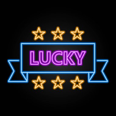 Şans ışığı işareti, modern parlayan pankart tasarımı, renkli modern tasarım trendleri siyah arka planda. Vektör illüstrasyonu.